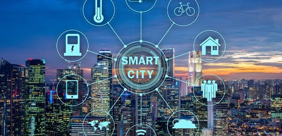 Cidade inteligente com tecnologia, inovação e integração digital